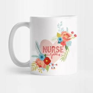 Floral nurse heart Mug